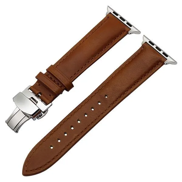 Italy Calf Genuine Leather Watchband Butterfly Buckle Band Series