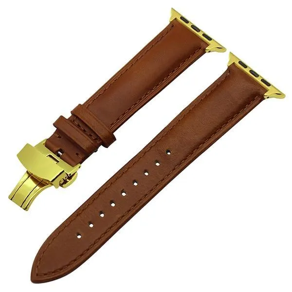Italy Calf Genuine Leather Watchband Butterfly Buckle Band Series