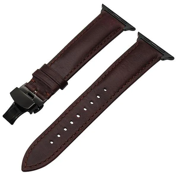 Italy Calf Genuine Leather Watchband Butterfly Buckle Band Series