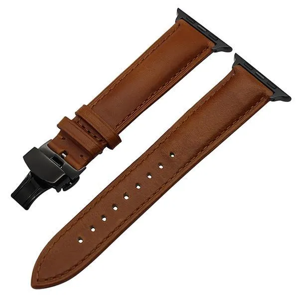 Italy Calf Genuine Leather Watchband Butterfly Buckle Band Series