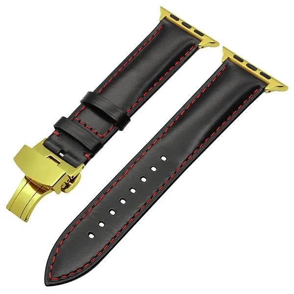 Italy Calf Genuine Leather Watchband Butterfly Buckle Band Series