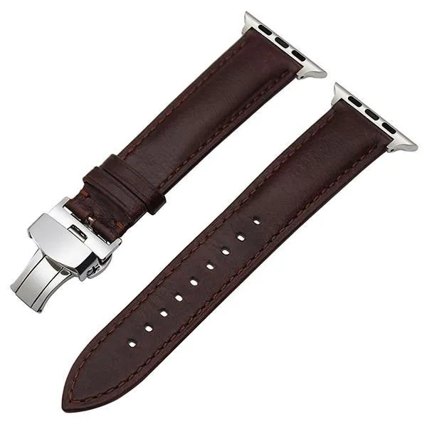 Italy Calf Genuine Leather Watchband Butterfly Buckle Band Series