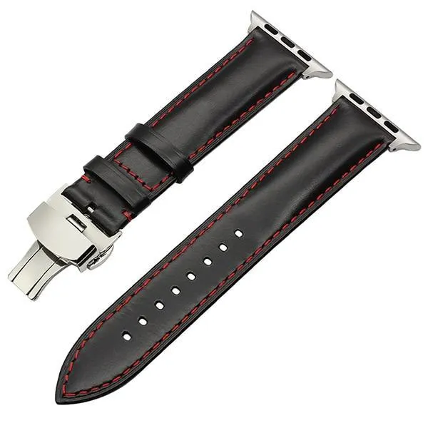 Italy Calf Genuine Leather Watchband Butterfly Buckle Band Series