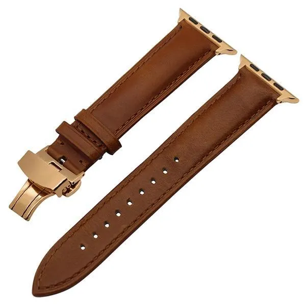Italy Calf Genuine Leather Watchband Butterfly Buckle Band Series
