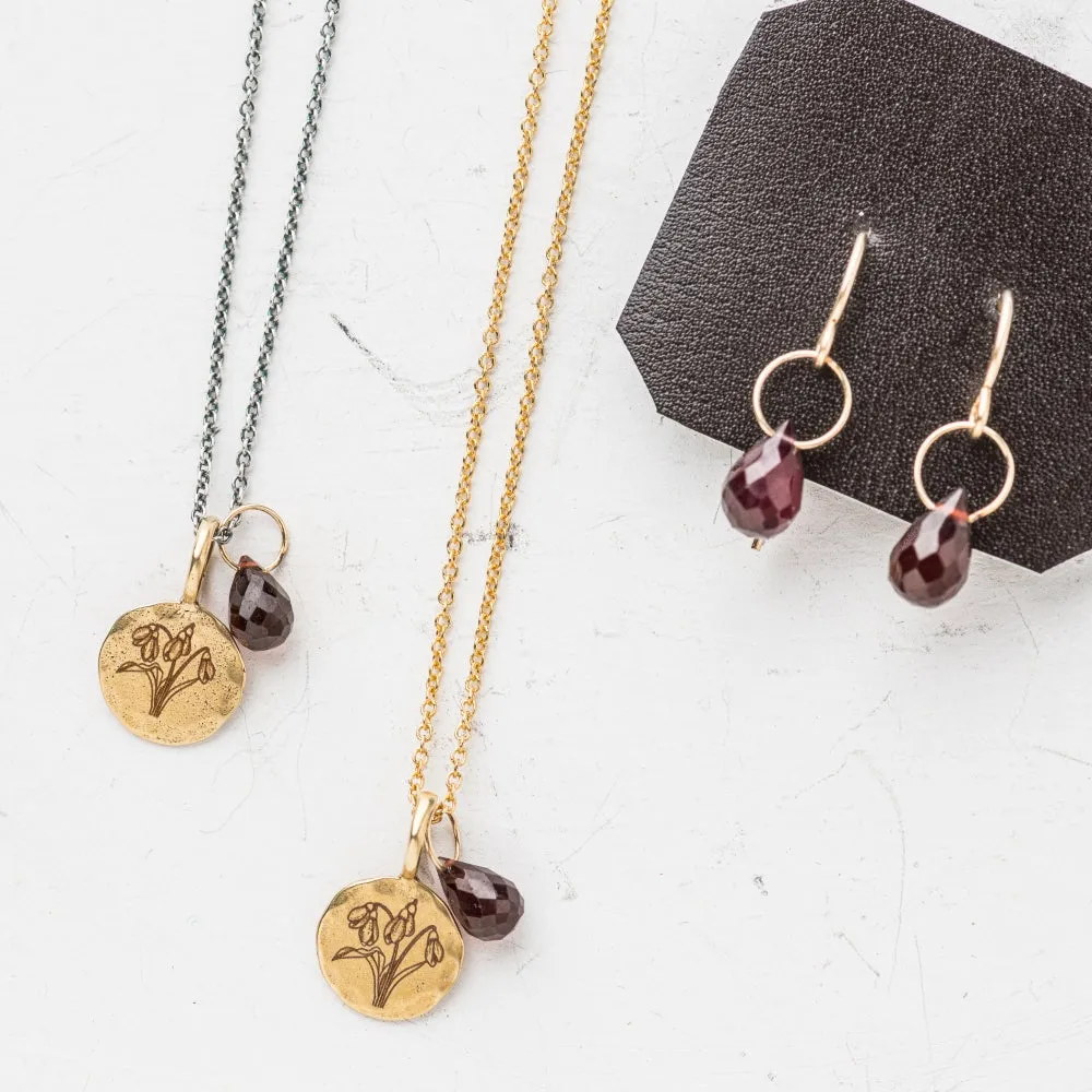 January Birth Flower Necklace: Snowdrop