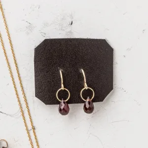 January Petite Briolette Drop Earrings: Red Garnet