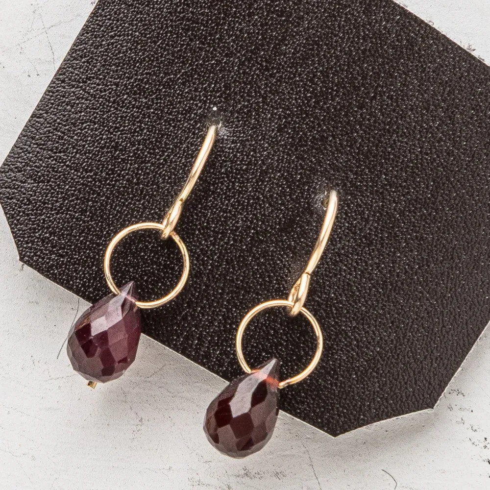 January Petite Briolette Drop Earrings: Red Garnet