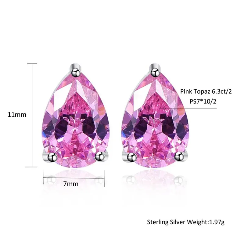 JQUEEN  Sterling Silver & Pink Topaz Necklace and Earring Jewelry Set