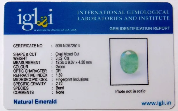 Lab Certified Columbian Emerald (Panna) 3.52 Carat