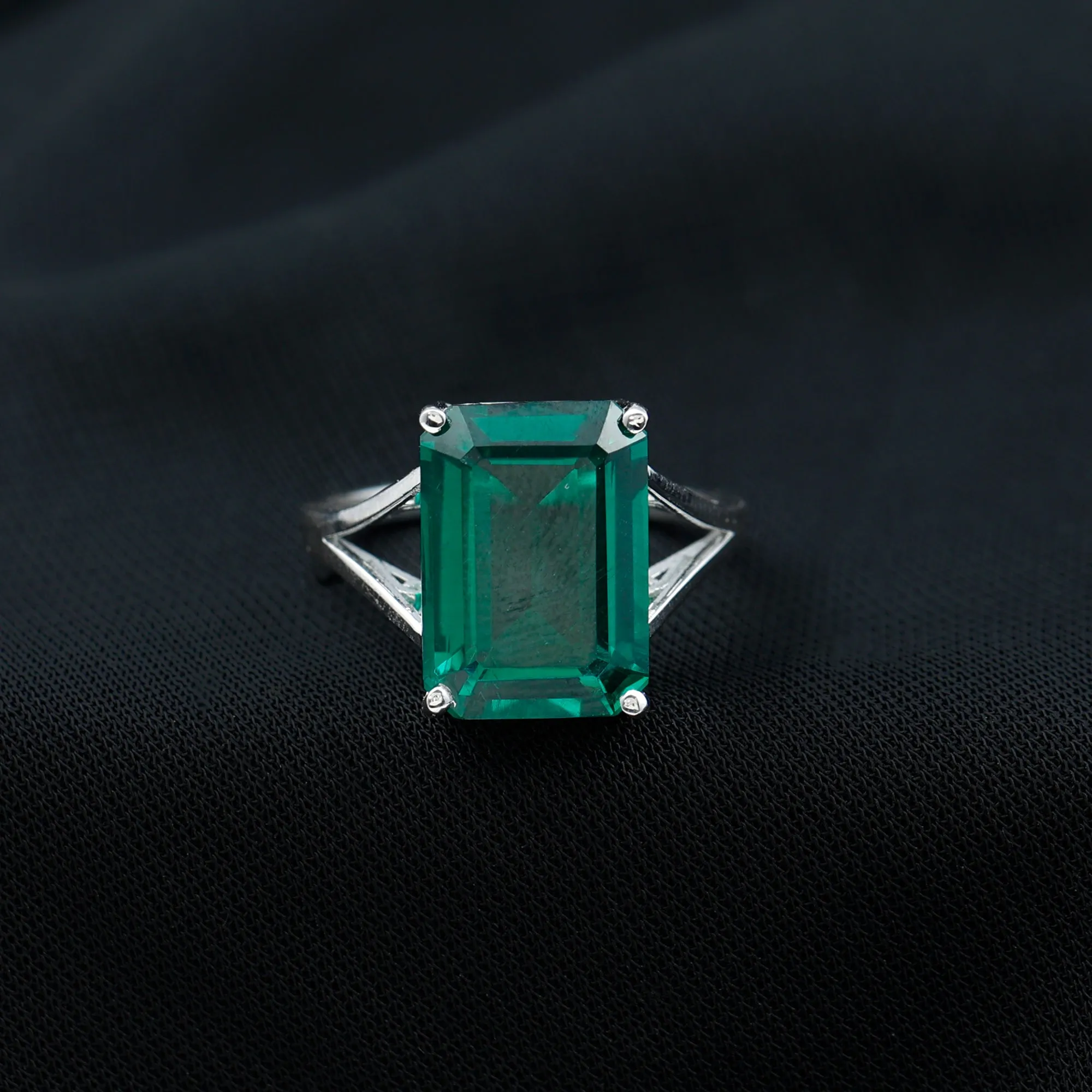 Lab Created Emerald Solitaire Engagement Ring