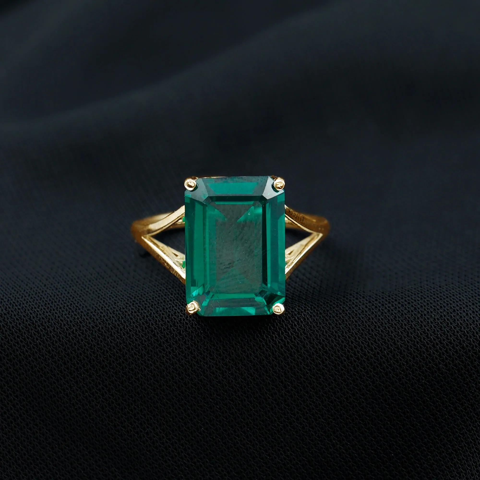 Lab Created Emerald Solitaire Engagement Ring