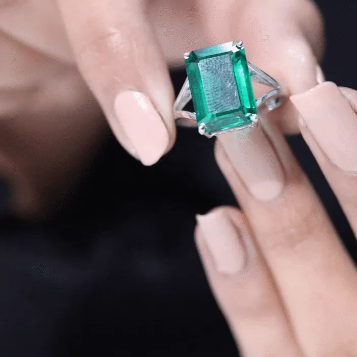 Lab Created Emerald Solitaire Engagement Ring