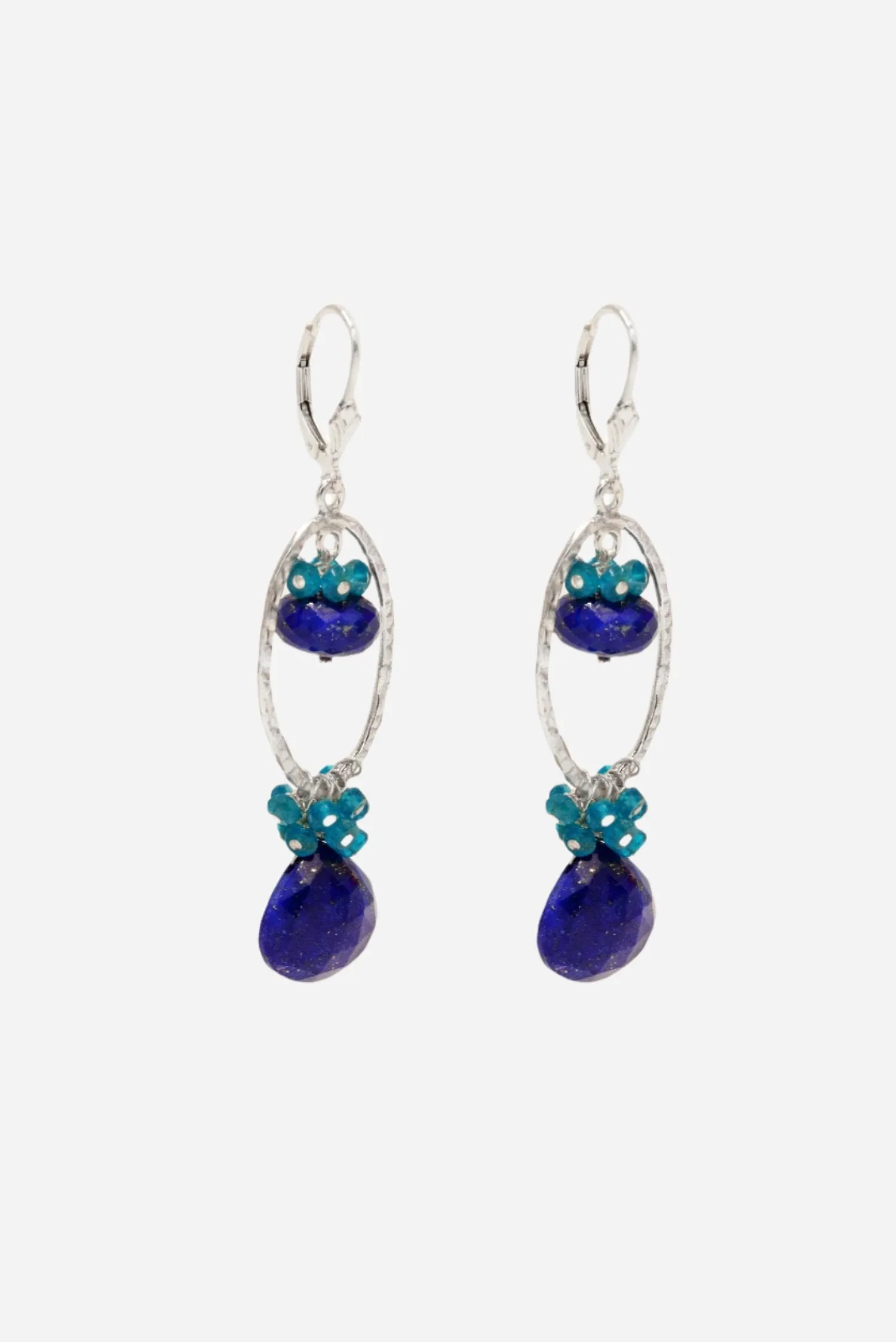 Lapis and Apatite Loop Earrings