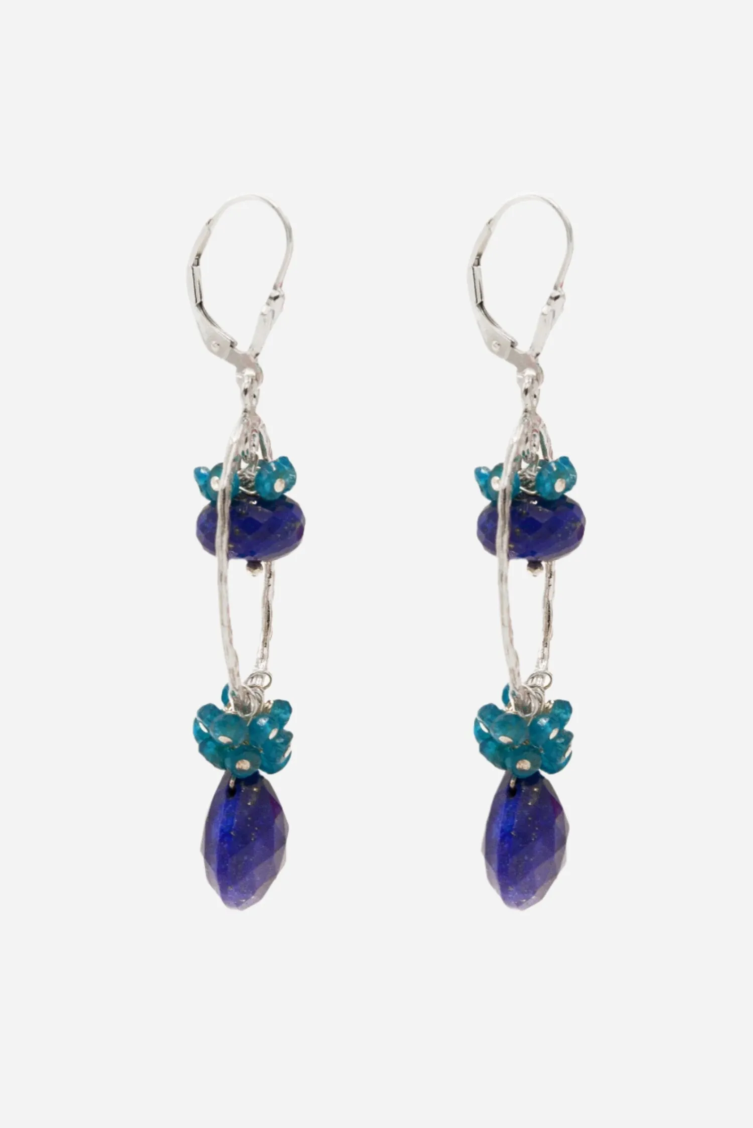 Lapis and Apatite Loop Earrings