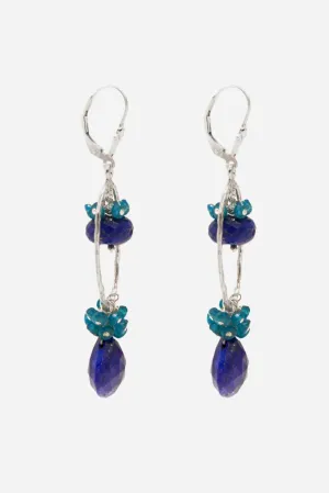 Lapis and Apatite Loop Earrings