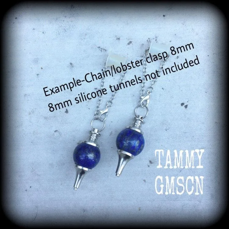 Lapis Lazuli Earrings Gemstone earrings Pendulum earrings Lapis Lazuli ear weights Ball earrings Pierced ears Gauged earrings Plug earrings