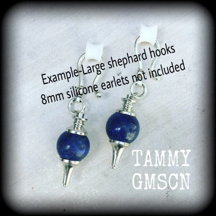 Lapis Lazuli Earrings Gemstone earrings Pendulum earrings Lapis Lazuli ear weights Ball earrings Pierced ears Gauged earrings Plug earrings