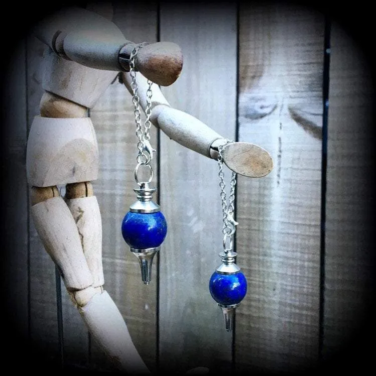 Lapis Lazuli Earrings Gemstone earrings Pendulum earrings Lapis Lazuli ear weights Ball earrings Pierced ears Gauged earrings Plug earrings