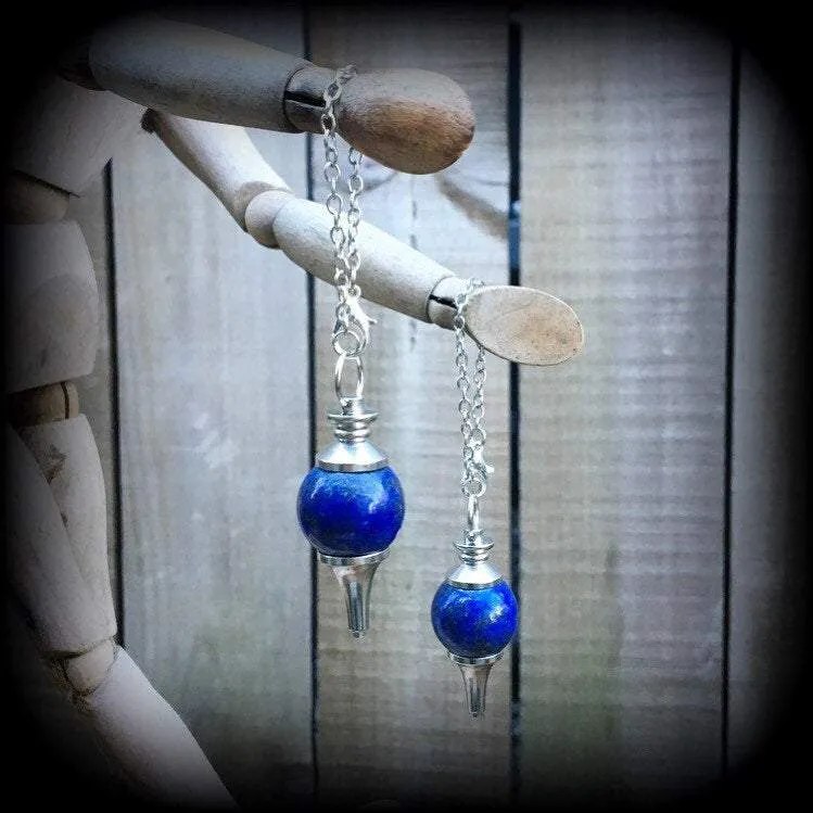 Lapis Lazuli Earrings Gemstone earrings Pendulum earrings Lapis Lazuli ear weights Ball earrings Pierced ears Gauged earrings Plug earrings