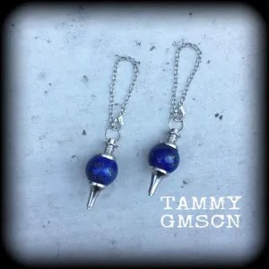 Lapis Lazuli Earrings Gemstone earrings Pendulum earrings Lapis Lazuli ear weights Ball earrings Pierced ears Gauged earrings Plug earrings
