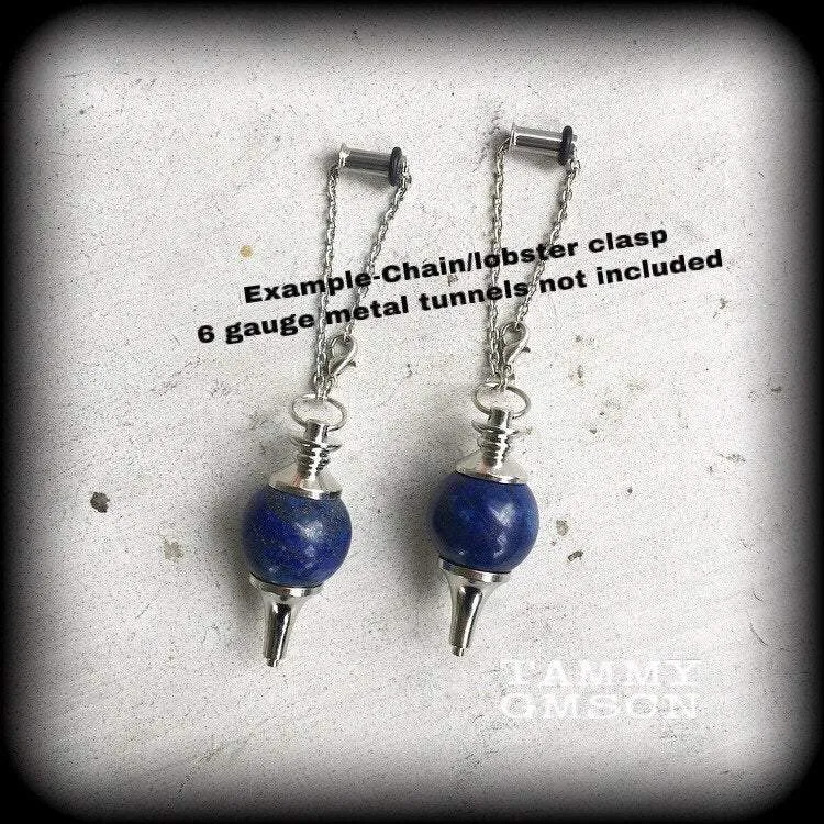 Lapis Lazuli Earrings Gemstone earrings Pendulum earrings Lapis Lazuli ear weights Ball earrings Pierced ears Gauged earrings Plug earrings