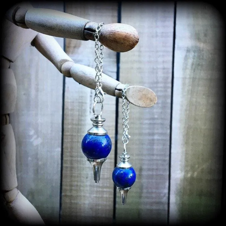 Lapis Lazuli Earrings Gemstone earrings Pendulum earrings Lapis Lazuli ear weights Ball earrings Pierced ears Gauged earrings Plug earrings