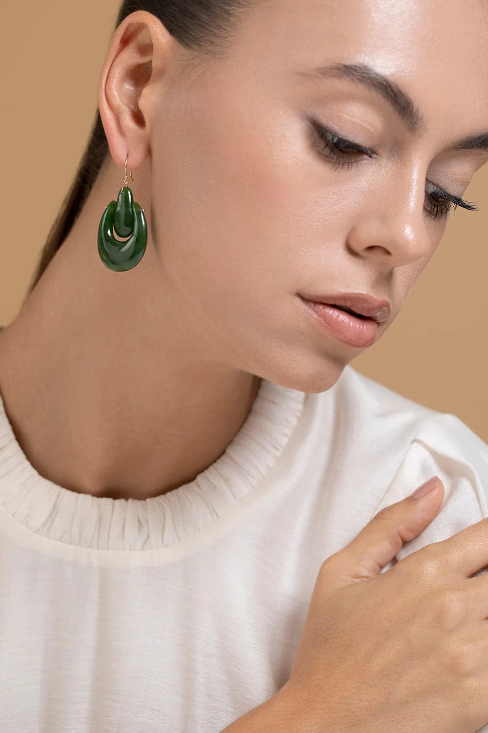 Large O'Keeffe Jade Earrings