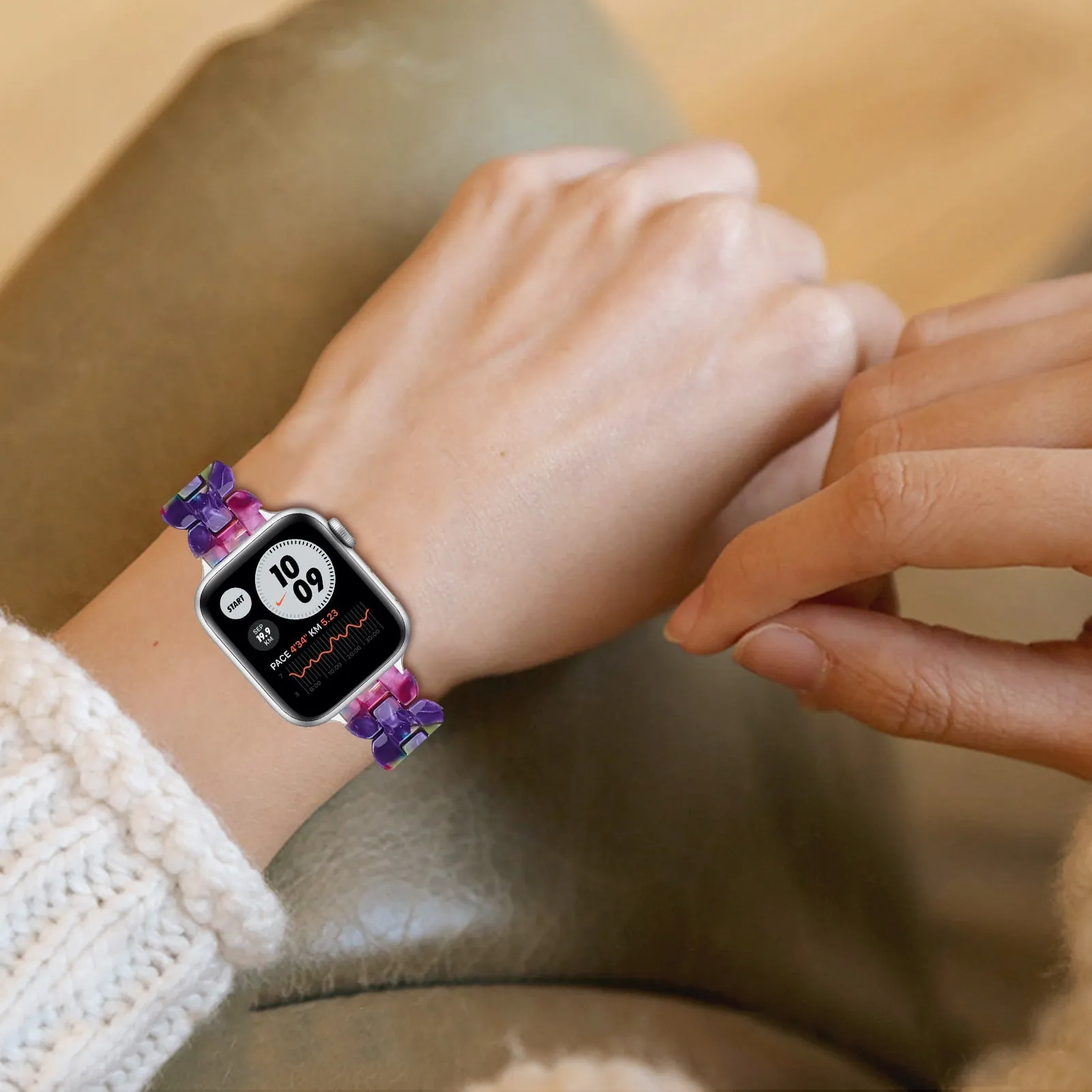 Light Slim women Resin women band strap fits Apple watch Series 8 7 6