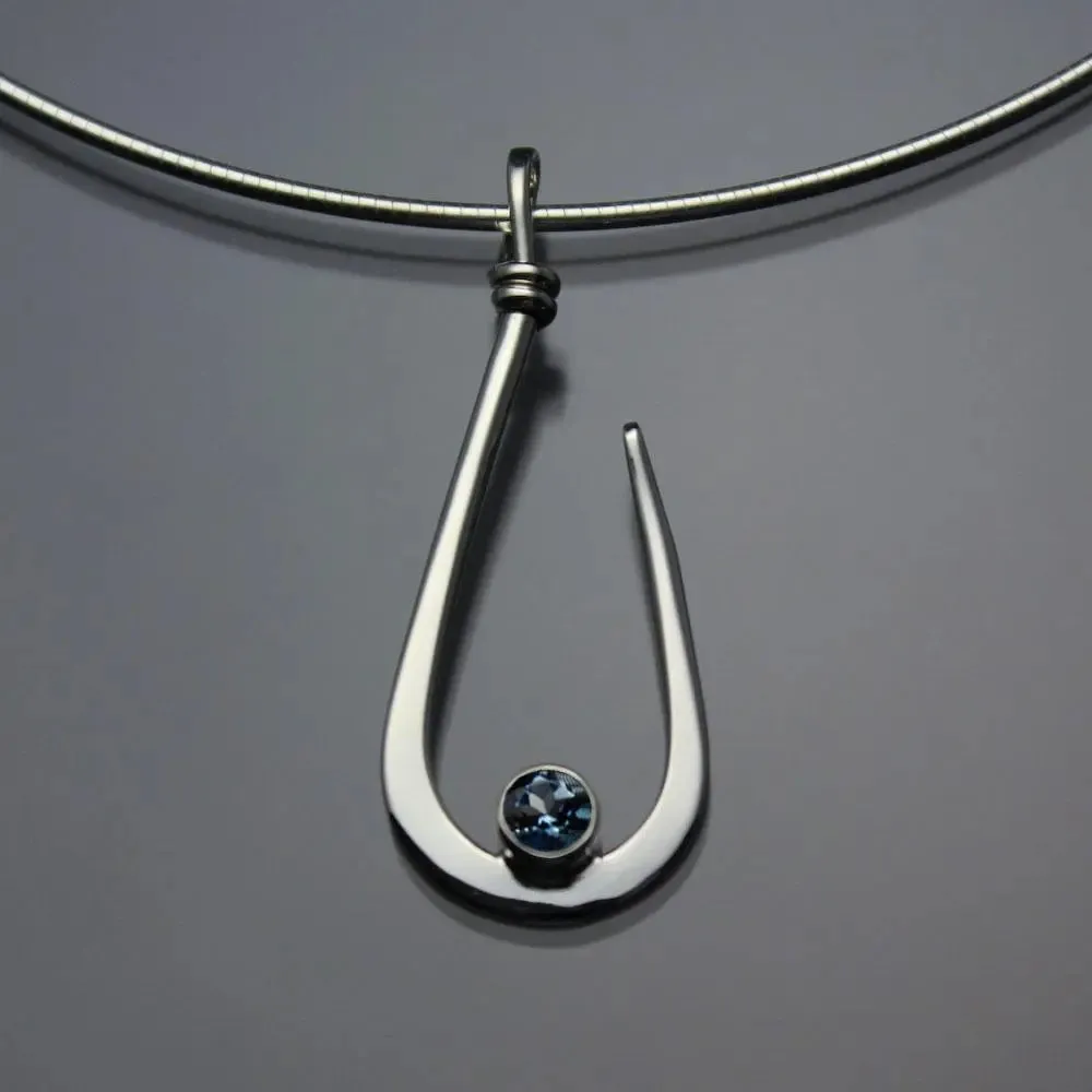 London Blue Topaz Pendant Necklace PEN030LTZ Sterling Silver or 14K Gold by John Tzelepis Jewelry
