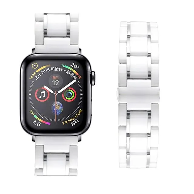 Luxury high-end shiny black Ceramic Strap band Apple Watch Series 7 6