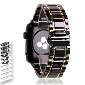 Luxury high-end shiny black Ceramic Strap band Apple Watch Series 7 6