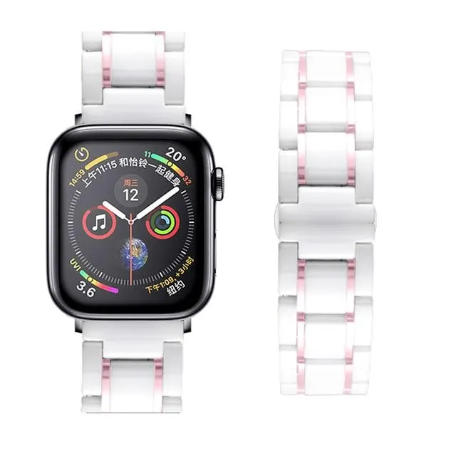 Luxury high-end shiny black Ceramic Strap band Apple Watch Series 7 6