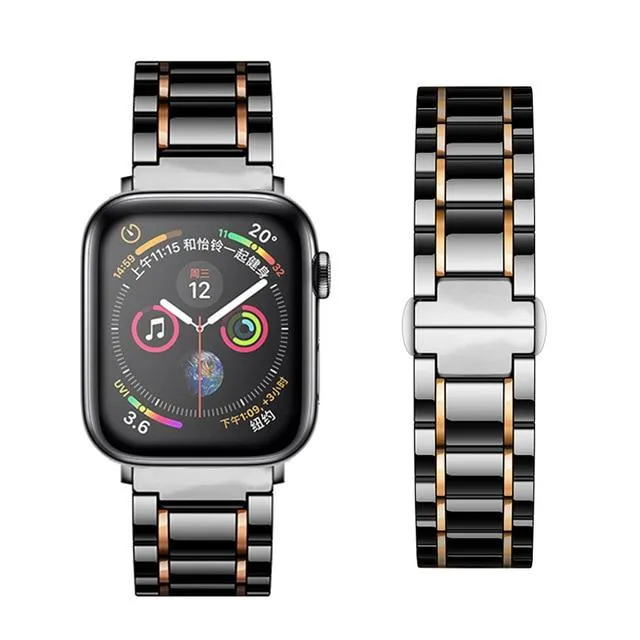 Luxury high-end shiny black Ceramic Strap band Apple Watch Series 7 6