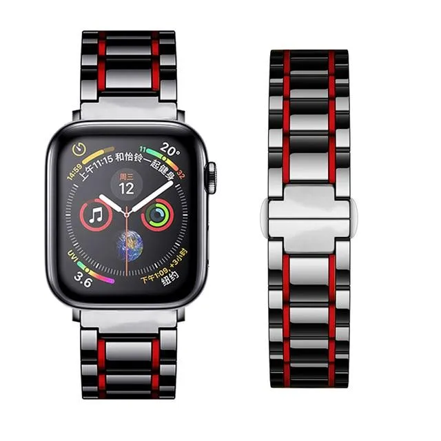 Luxury high-end shiny black Ceramic Strap band Apple Watch Series 7 6