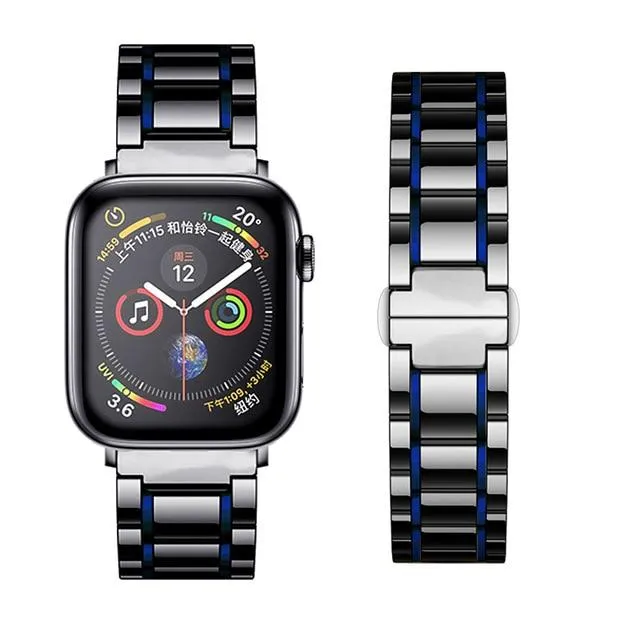 Luxury high-end shiny black Ceramic Strap band Apple Watch Series 7 6
