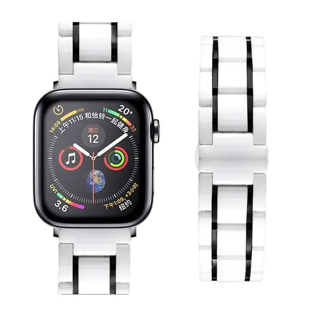 Luxury high-end shiny black Ceramic Strap band Apple Watch Series 7 6
