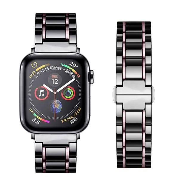 Luxury high-end shiny black Ceramic Strap band Apple Watch Series 7 6