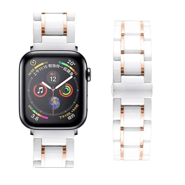 Luxury high-end shiny black Ceramic Strap band Apple Watch Series 7 6