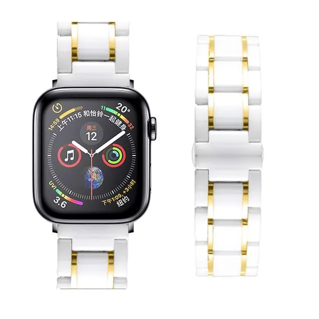 Luxury high-end shiny black Ceramic Strap band Apple Watch Series 7 6