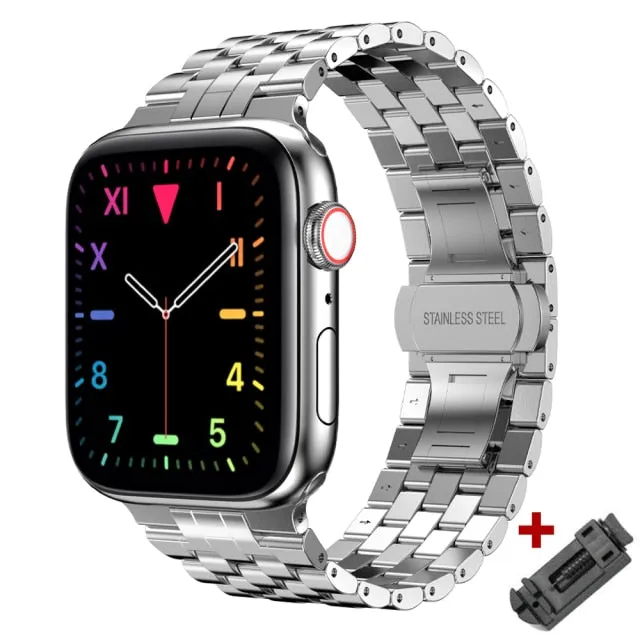 Luxury Metal Strap for Apple Watch Band Series 7 Premium Steel 41/45mm