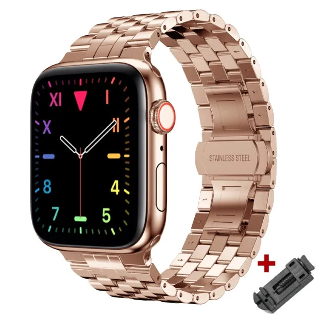 Luxury Metal Strap for Apple Watch Band Series 7 Premium Steel 41/45mm
