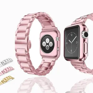 Luxury Premium Steel Strap Case For Apple Series 7 6 5 Metal Bracelet