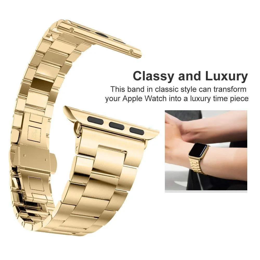 Luxury Premium Steel Strap Case For Apple Series 7 6 5 Metal Bracelet