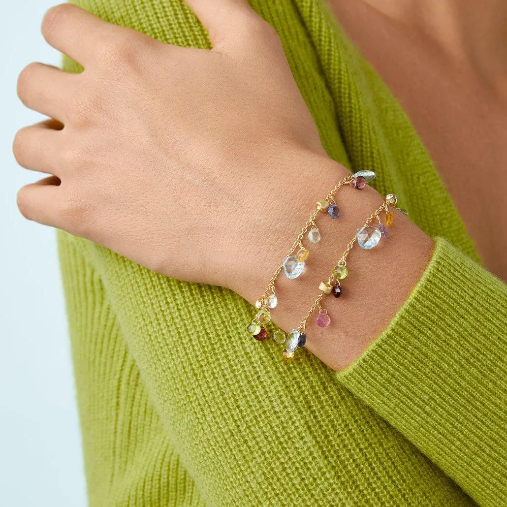 Marco Bicego Paradise 18k Gold Gemstone Bracelet Topaz Two Strand