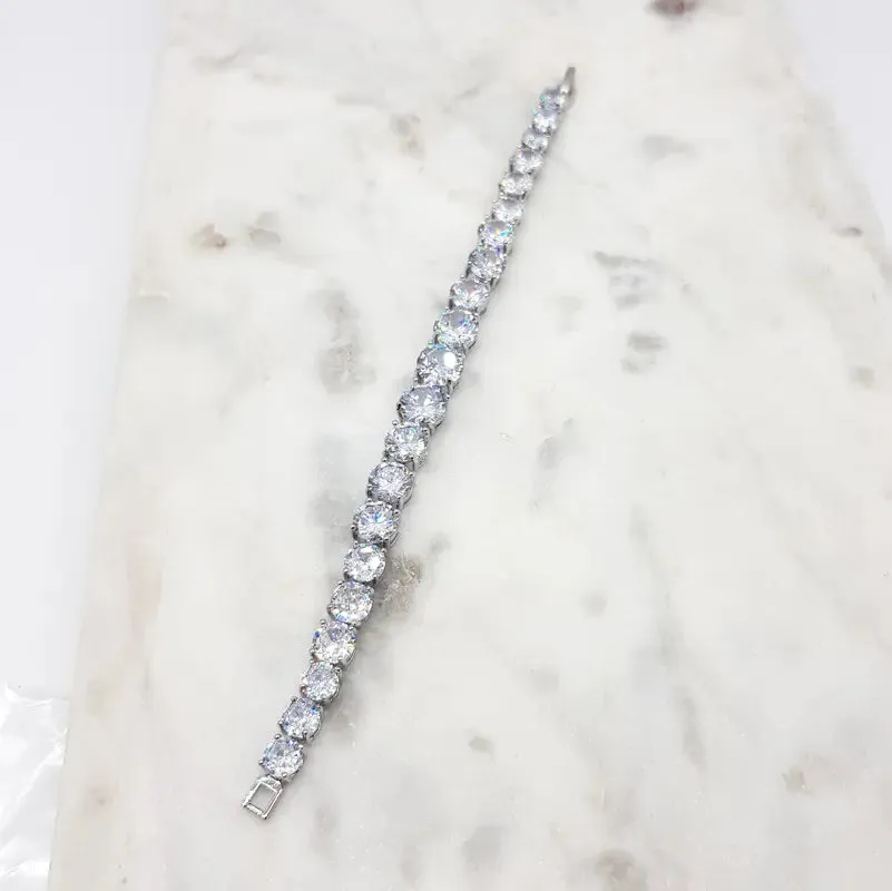 Mary - Brilliant Round Crystal Bridal Tennis Bracelet