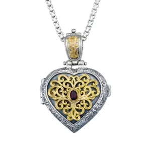 Mediterranean Heart Locket with Gemstone