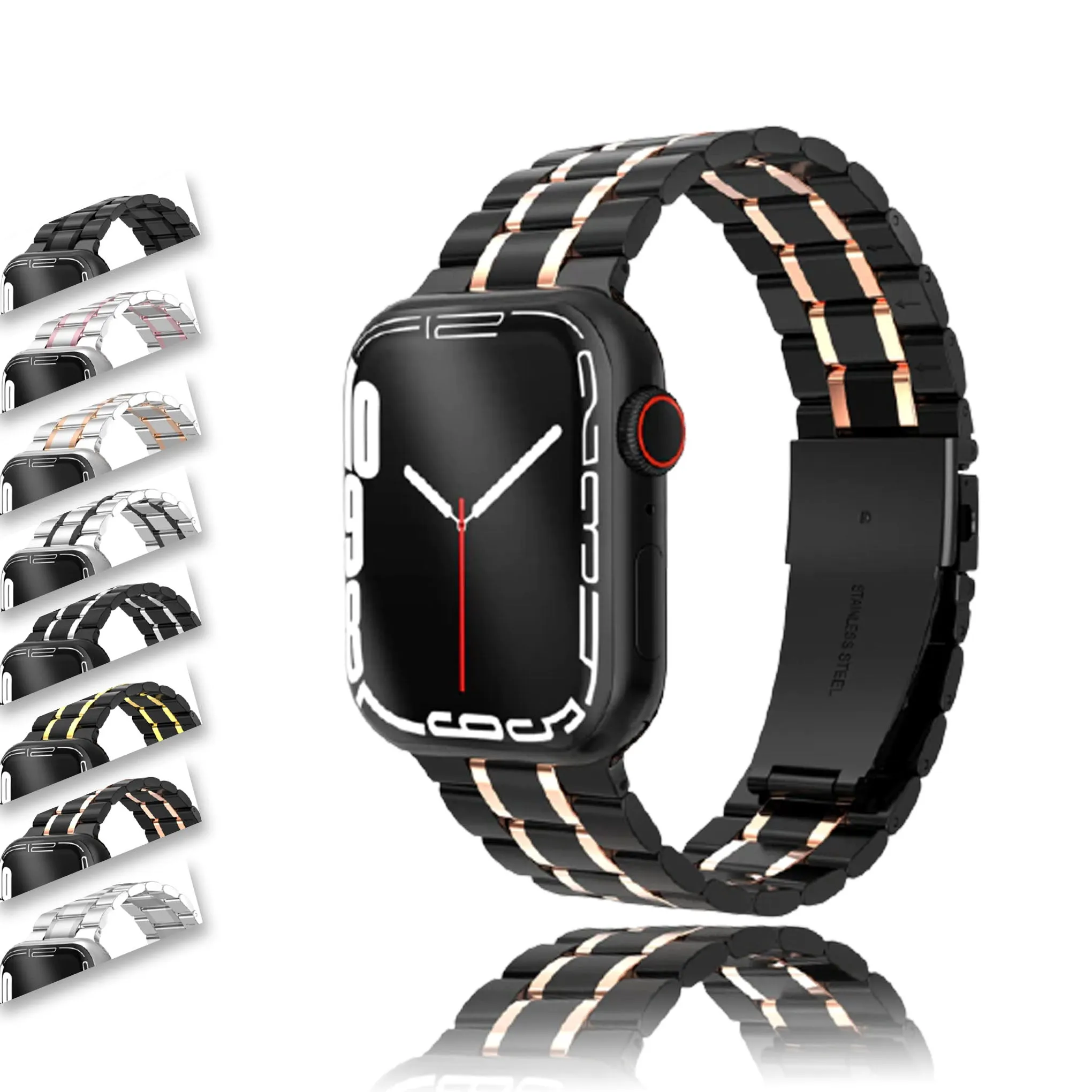 Mens Luxury designer Metal steel Strap, Apple Watch Band Series 8 7 6