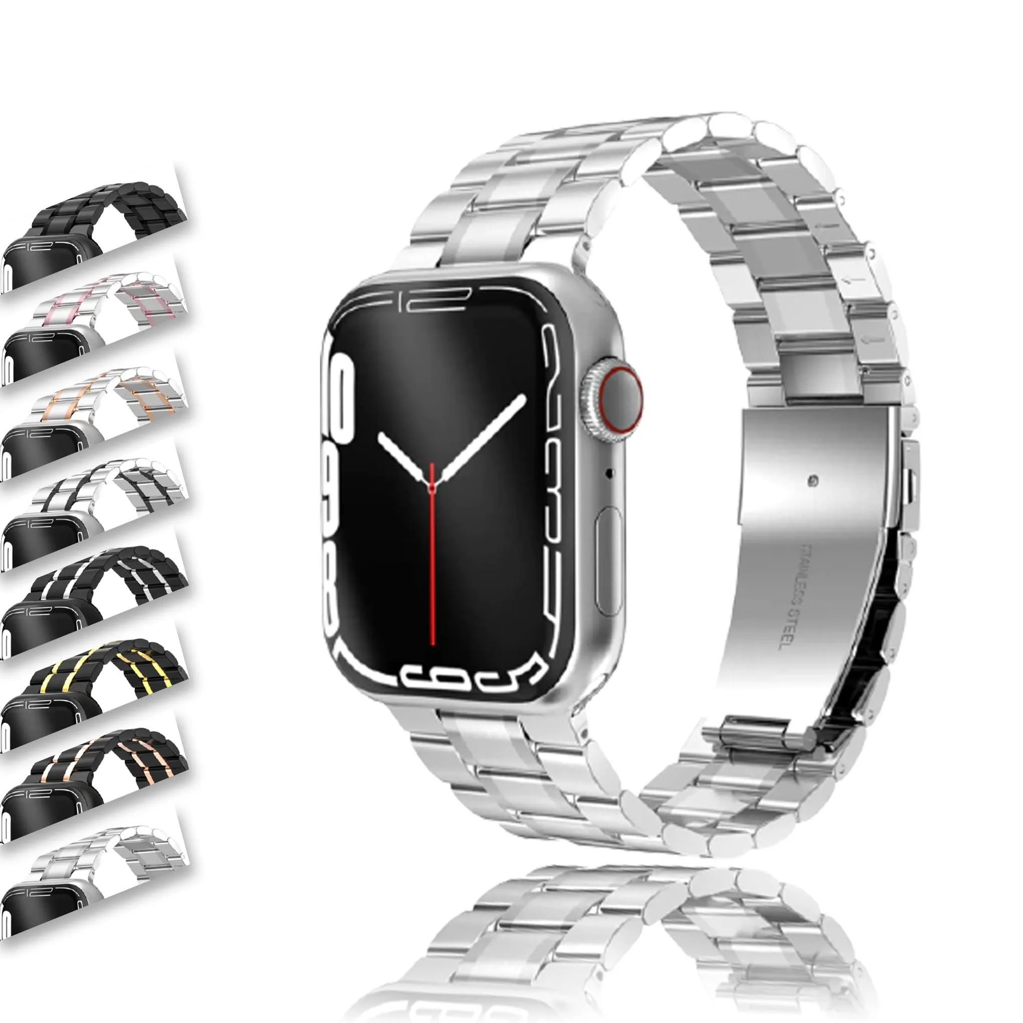 Mens Luxury designer Metal steel Strap, Apple Watch Band Series 8 7 6