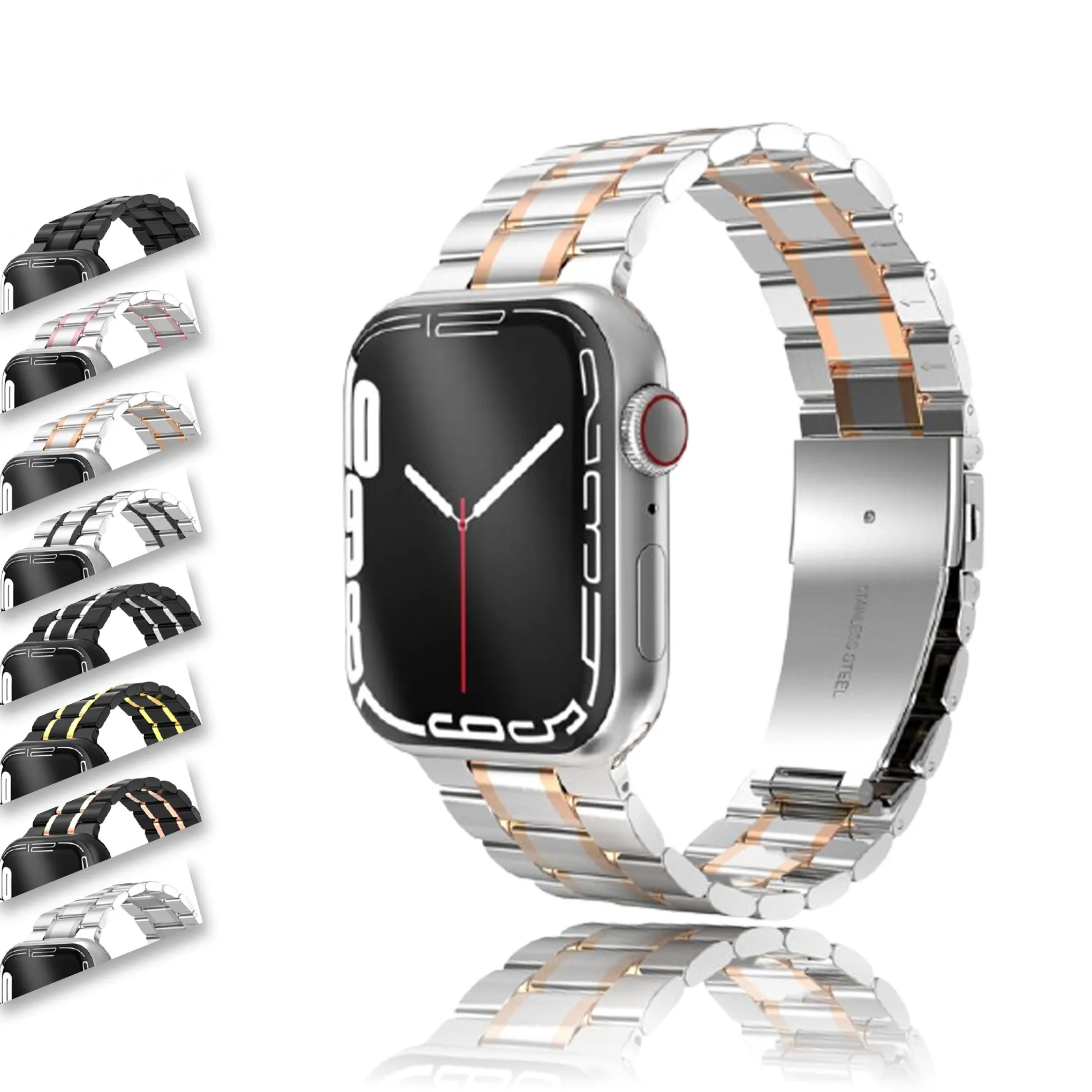 Mens Luxury designer Metal steel Strap, Apple Watch Band Series 8 7 6
