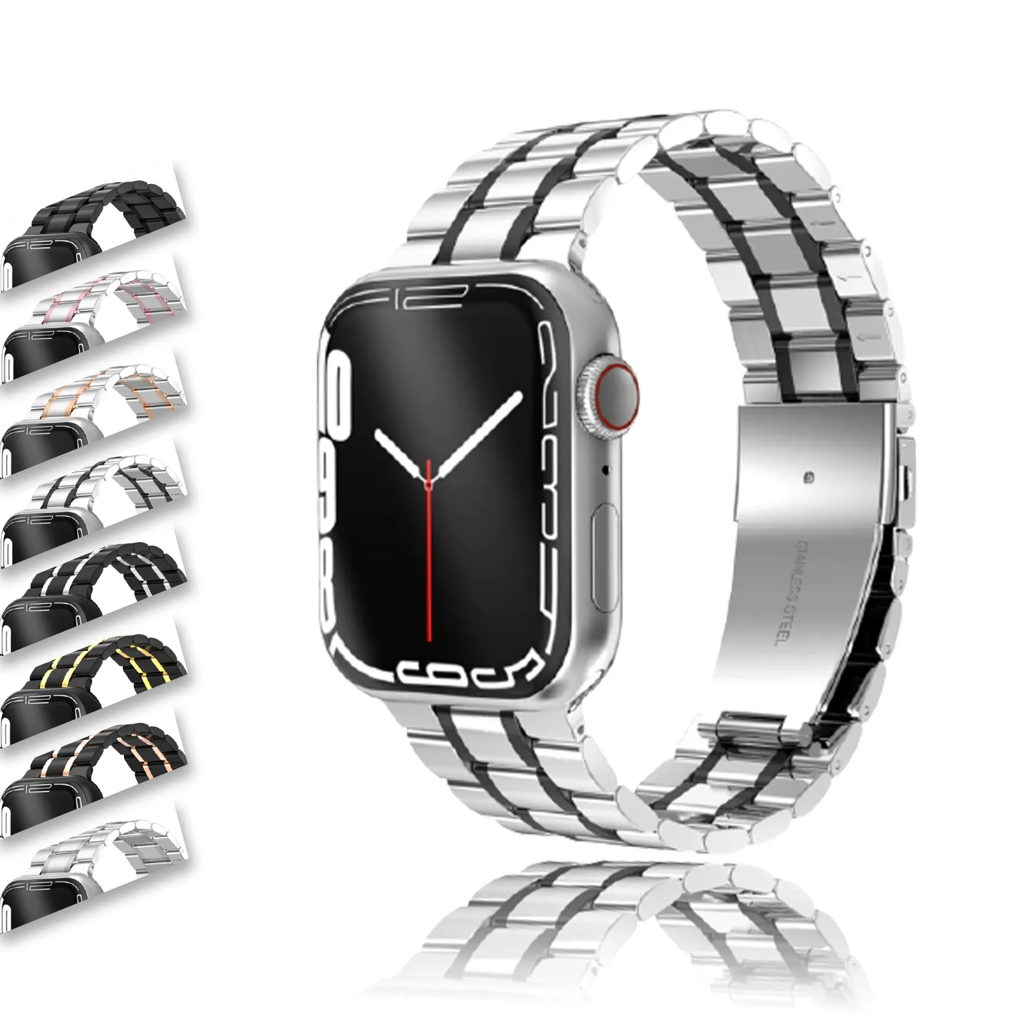 Mens Luxury designer Metal steel Strap, Apple Watch Band Series 8 7 6